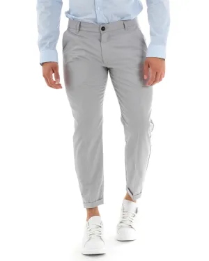 Pantaloni Uomo Lungo Tinta Unita Classico Elegante Tasca America Grigio GIOSAL-P5863A