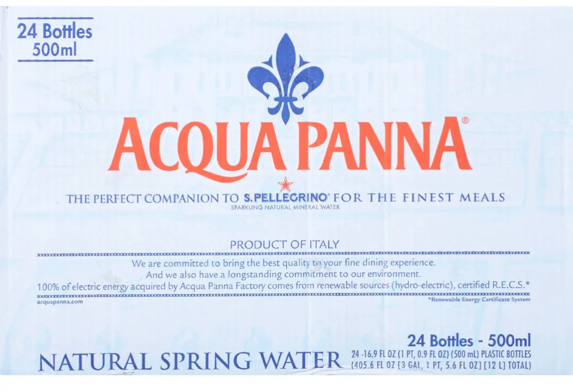 Acqua Panna Still Mineral Water 500ml Plastic Bottles (24 per Case)