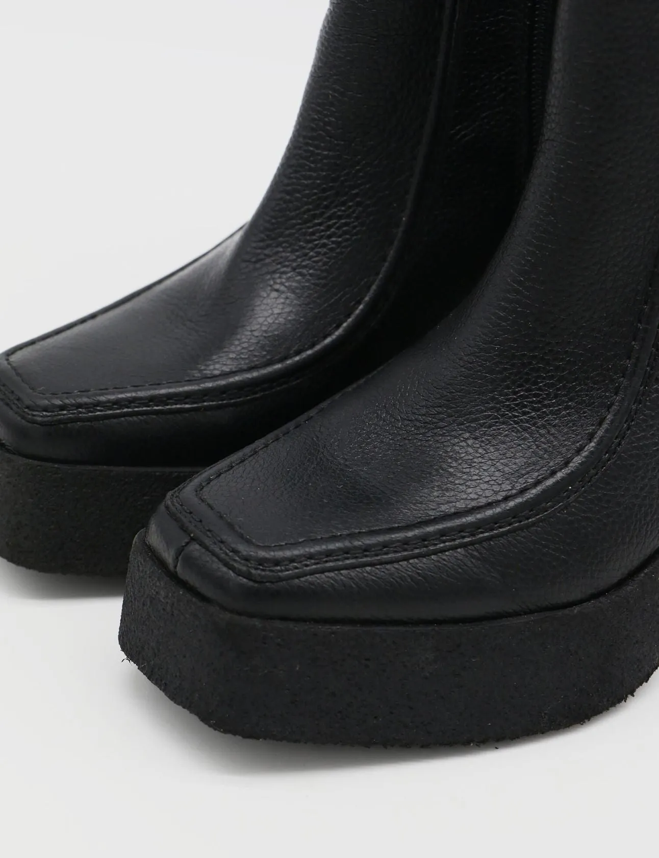 Agathe platform ankle boots in black leather women shoes