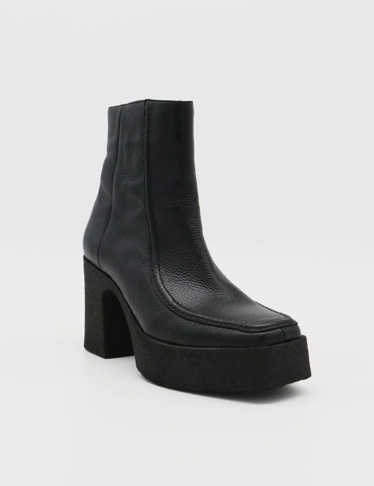 Agathe platform ankle boots in black leather women shoes