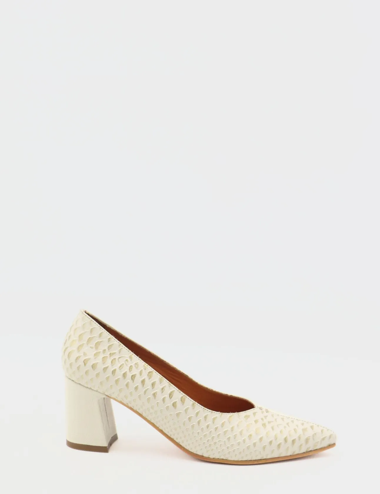 Antoinette block heel pumps in off white leather womens shoes