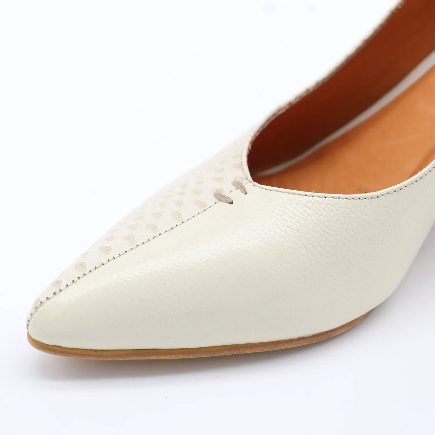 Antoinette block heel pumps in off white leather womens shoes