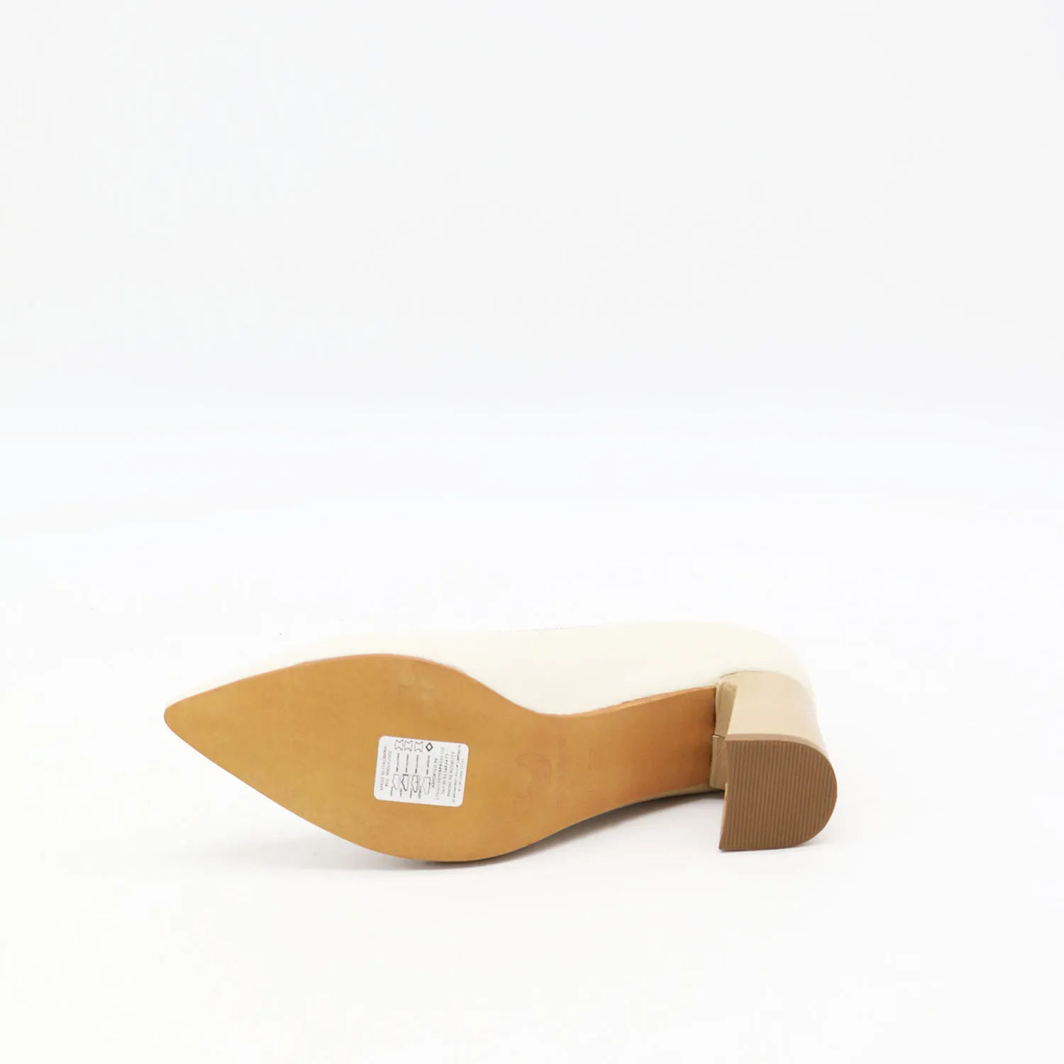 Antoinette block heel pumps in off white/tan leather womens shoes