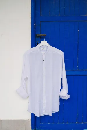 Camicia Korea Misto Lino Bianco