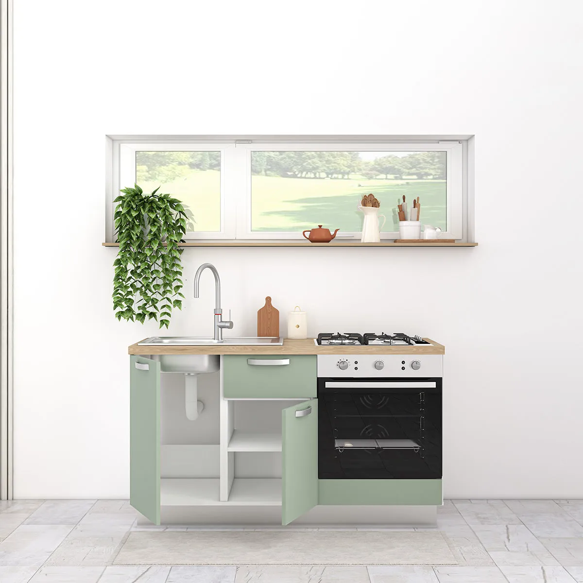 Cucina completa 150cm Gaia, perfetta per arredare un appartamento, B&B o un Hotel