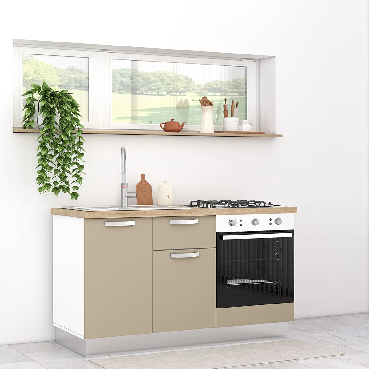 Cucina completa 150cm Gaia, perfetta per arredare un appartamento, B&B o un Hotel