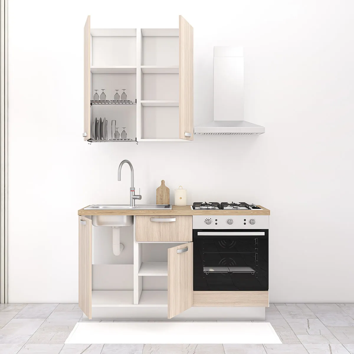 Cucina completa 150cm Pericle, perfetta per arredare un appartamento, B&B o un Hotel