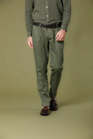 Genova Style pantalone chino uomo in twill di lino e cotone regular