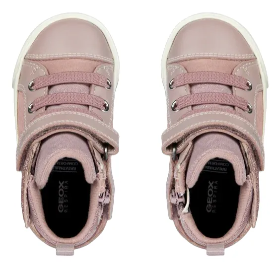 Geox girl's shoe in suede with elastic velcro lace and Kilwi zip B36D5A-022BC-C8056 pink