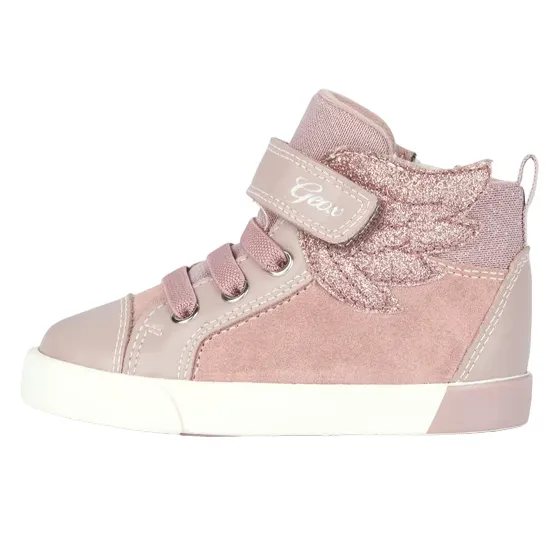 Geox girl's shoe in suede with elastic velcro lace and Kilwi zip B36D5A-022BC-C8056 pink