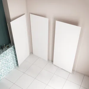 H.210cm Pannello Doccia ad Angolo Realizzato in Alluminio da 3mm con Profili Finitura Bianco Opaco per Rivestimento Parete Bagno