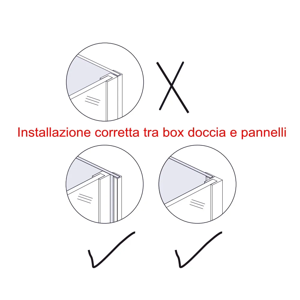 Pannello Doccia Realizzato in Alluminio Spessore 3mm con Profili Finitura Bianco Opaco per Rivestimento Parete Bagno