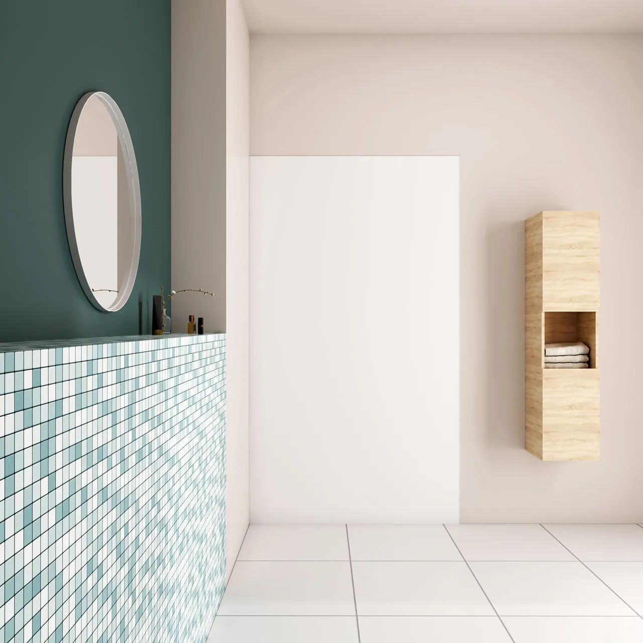 Pannello Doccia Realizzato in Alluminio Spessore 3mm con Profili Finitura Bianco Opaco per Rivestimento Parete Bagno