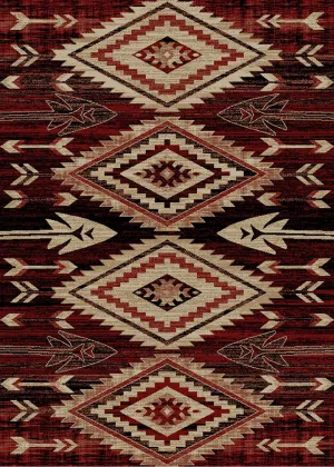 "Broken Bow Red" Western Area Rug (4 Sizes Available)