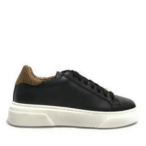 Scarpe Donna BORBONESE Sneakers in Pelle Nera con Inserti OP Naturale