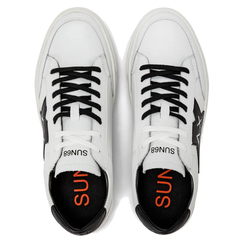 Scarpe Uomo SUN68 Sneakers Linea Skate in Pelle Colore Bianco - Nero