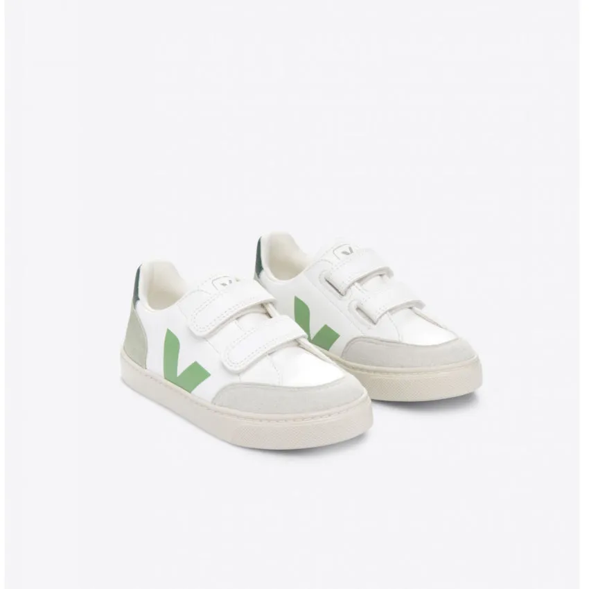 VEJA SNEAKERS SMALL V-12 CHROMEFREE LEATHER XV0503415C BIANCO-VERDE